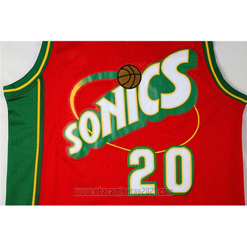 Camiseta Seattle SuperSonics Gary Payton #20 Historic Retro Rojo2